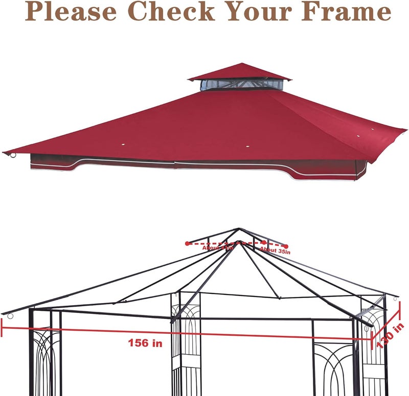 SCOCANOPY Replacement Gazebo Canopy for 10 x 12 Regency II Patio Gazebo Model L-GZ798PST,A101004104,A101004105,(Burgundy) - Image 4